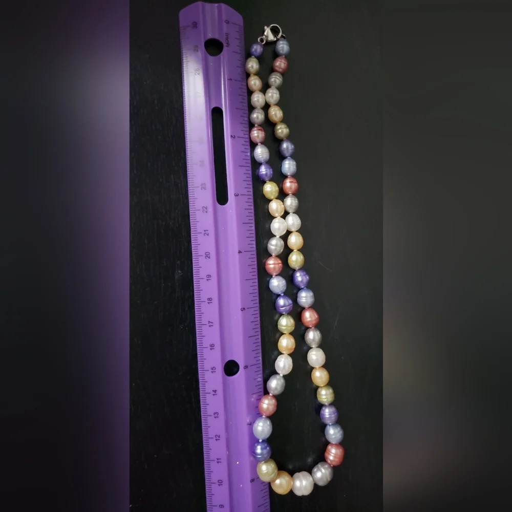 Honora Collection Multi-Color Pearl Necklace With Pouch And Box 925 And H Stamps - Picture 9 of 12